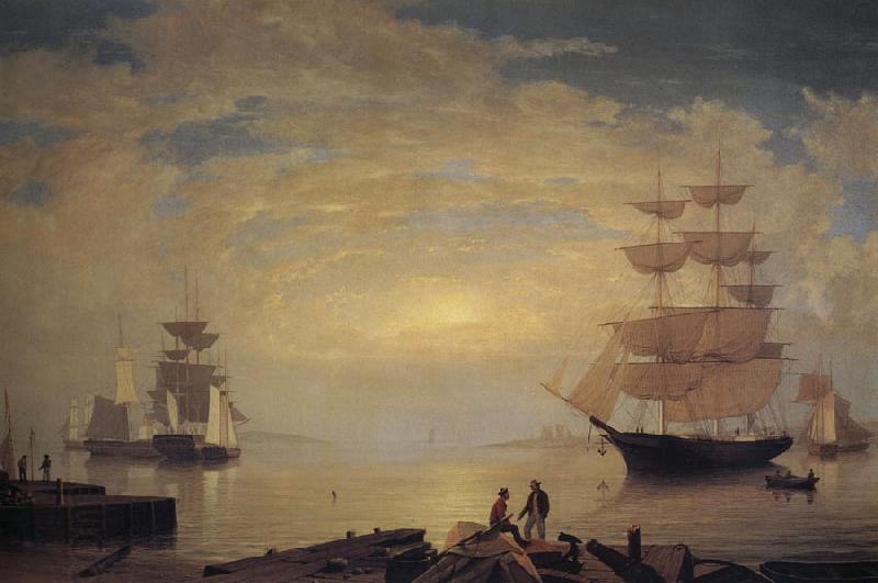 Fitz Hugh Lane Gloucester Harbor at Sunrise oil painting picture